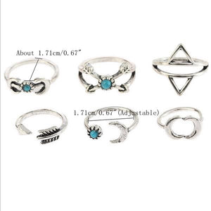 Sweet Set of Finger Rings Sun Moon Triangle Geometric Rings