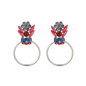 Elegant Colorful Rhinestone Piercing Drop Earrings