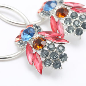 Elegant Colorful Rhinestone Piercing Drop Earrings