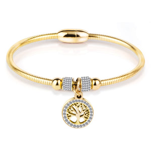 Classic Tree of Life Charm Bangle Bracelets Simple Rose Gold