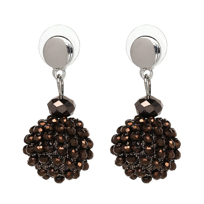 Unique Women's Colorful Bead Micro Pave Ball Drop Earring