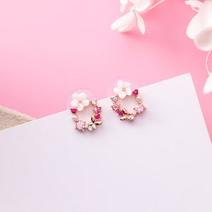 925 Sterling Silver Needle Shell Flower Butterfly Earrings