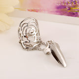 Silver Gold Hollow Rose Ring Alloy Rhinestone Nail Ring Jewelry for Women