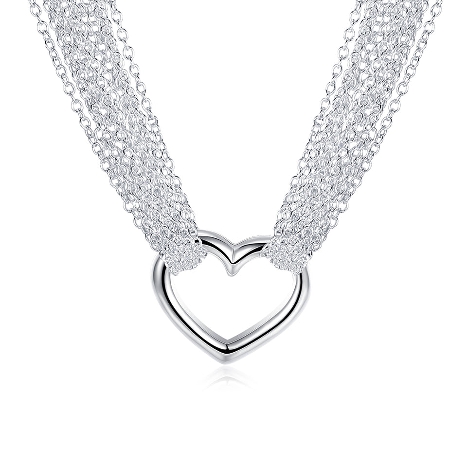YUEYIN Multi-line Simple Heart Pendant Necklace For Women