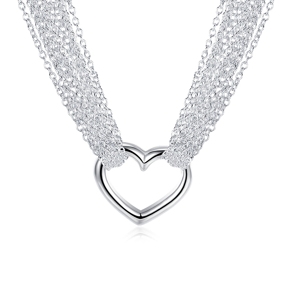 YUEYIN Multi-line Simple Heart Pendant Necklace For Women