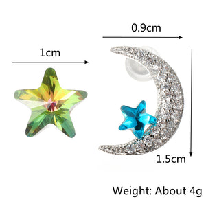 Unique Asymmetric Ear Stud Earring Luxury Micro Paved Zircon