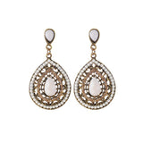 Bohemian Rhinestone Water Drop Pendant Ear Stud Piercing Earrings Clothing Accessories for Women