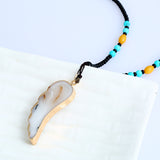 Ethnic Unisex Long Necklace Natural Stone Pendant Turquoise