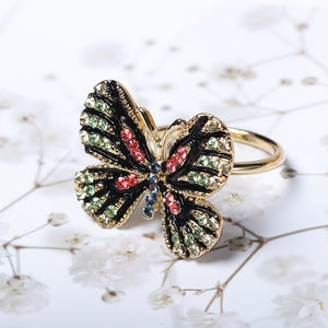 Fashion Colorful Butterfly 18K Gold Ring Luxury