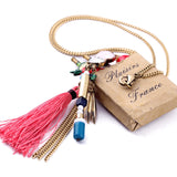 Fashion Tassel Zinc Alloy Rivet Long Necklace Sweater Chain