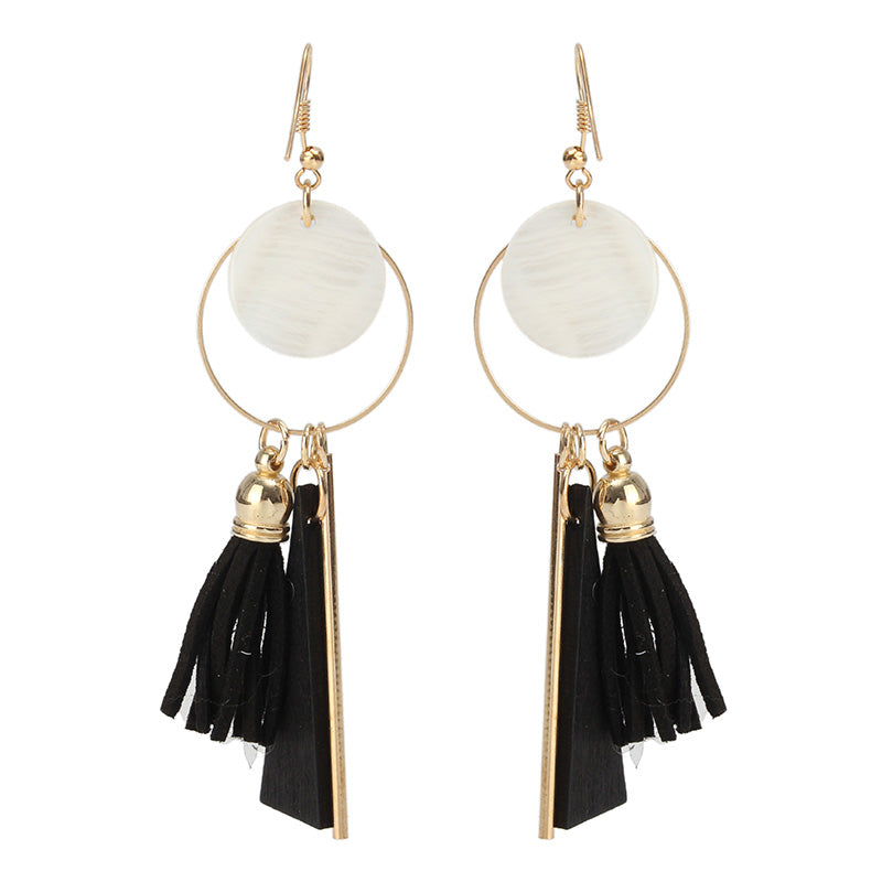 Trendy Tassels Wood Shell Ear Drop Elegant Earrings