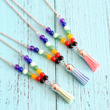 Fashion Natural Stone Colorful Buddha Beads Tassel Necklace