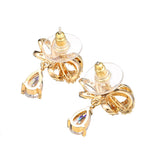 Sweet Bowknot Water Drop Zircon Ear Stud Earrings For Women