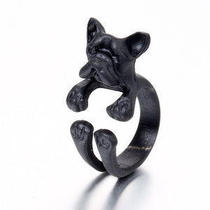 Cute Unisex Finger Rings Open Adjustable Dog Head Rings