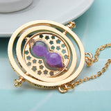 Time Turner Rotating Hourglass Pendant Necklace Gold Silver Plated 