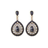 Bohemian Rhinestone Water Drop Pendant Ear Stud Piercing Earrings Clothing Accessories for Women