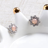 Simple Gemstone Ear Stud Micro Paved Flower Earring Classic