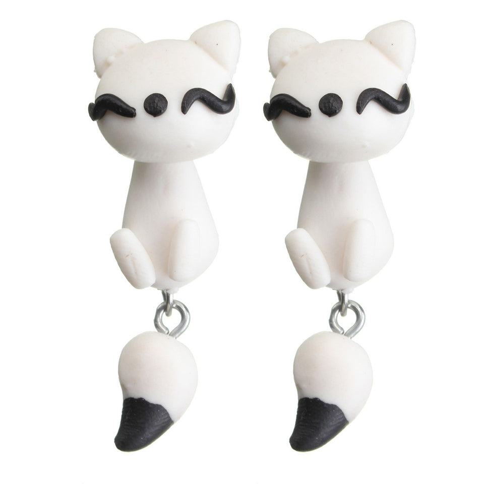 Cute Handmade Polymer Clay Cartoon Animal Earrings For Women