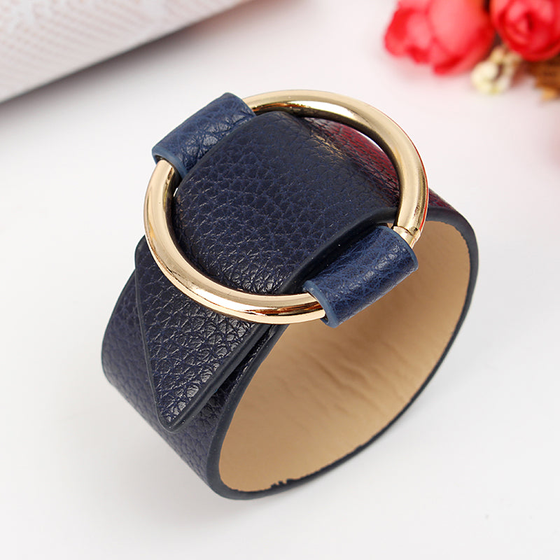 Trendy PU Leather Alloy Circle Bracelet For Women 