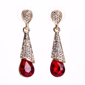 Elegant Rhinestone Ear Drop Retro Gemstone Dangle Earrings