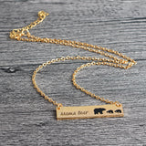 Creative Letters Engraved Mama Bear Pendant Necklace Cute