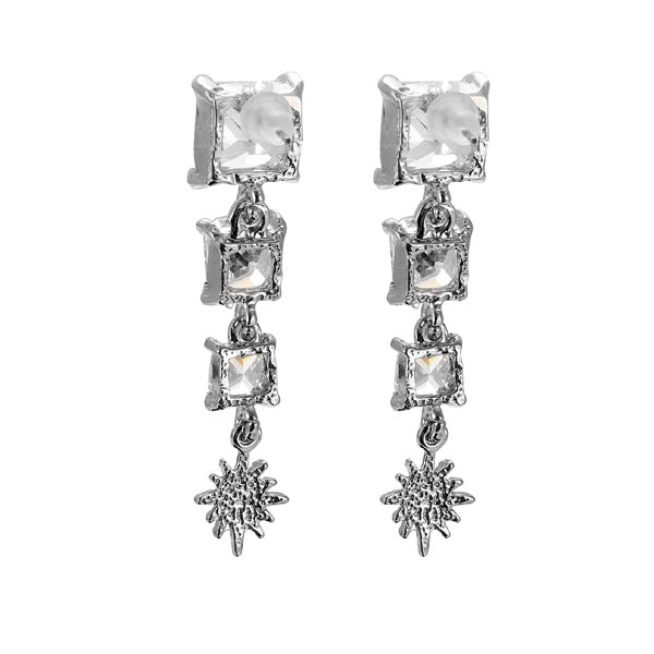 Square Cubic Zircon Crystal Star Ear Drop Earrings Jewelry