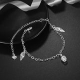 Silver Plated Heart Chain Crown Pendant Irregular Plate Anklet Women Jewelry