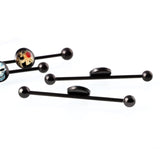 Unisex Retro Ear Holes Industrial Barbell Skull Ear Stud