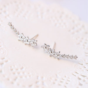 Trendy 925 Silver Needle Star Inlay Zircon Crystal Stud Earrings Jewelry for Women