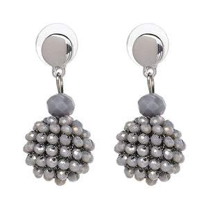 Unique Women's Colorful Bead Micro Pave Ball Drop Earring