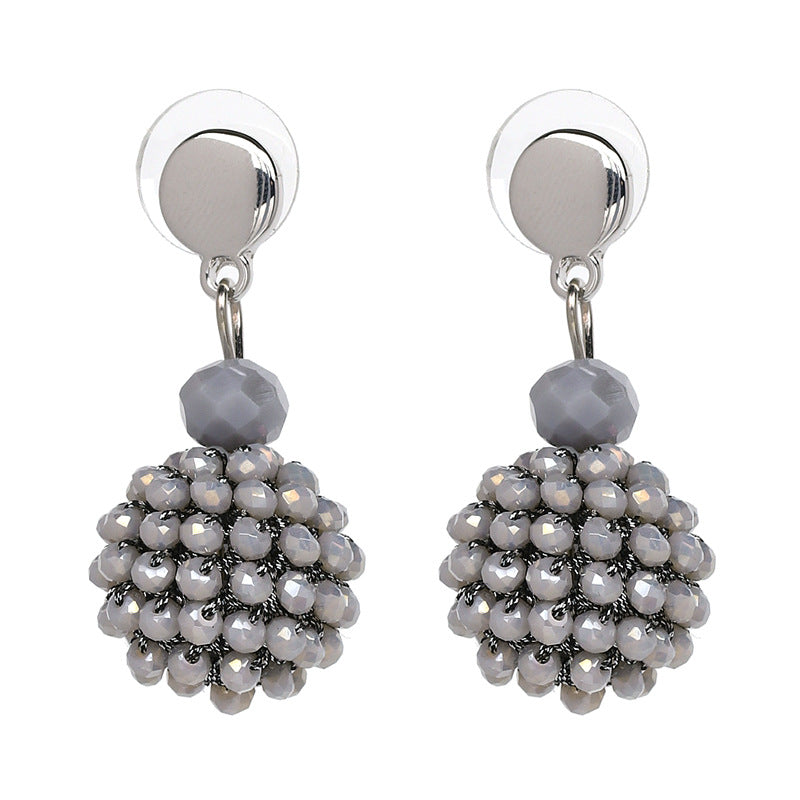 Unique Women's Colorful Bead Micro Pave Ball Drop Earring