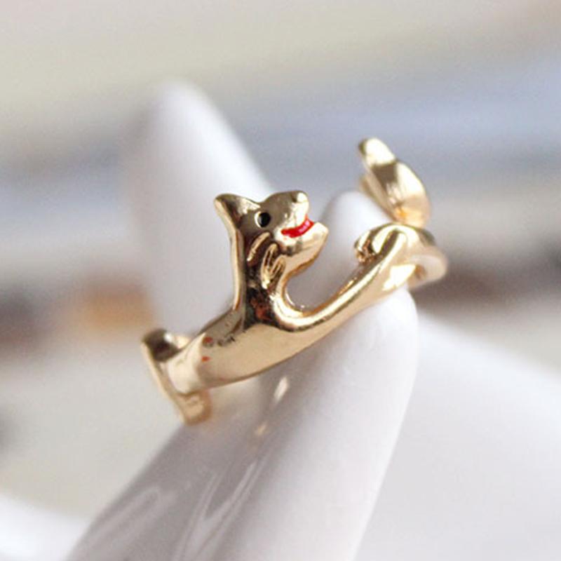 Cute Cat Dog Animal Lovers Bow Tie Couple Ring