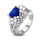 Unique Blue White Zirconia Rings Punk Heart Skull