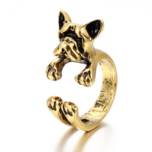 Cute Unisex Finger Rings Open Adjustable Dog Head Rings