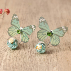 Trendy Crystal Glass Ball Flower Butterfly Fabric Earrings for Women