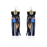 Women Bohemian Earrings Luxury Gold Plated Suede Tassel Pendant Elegant Feather Ear Drop Boho Gift