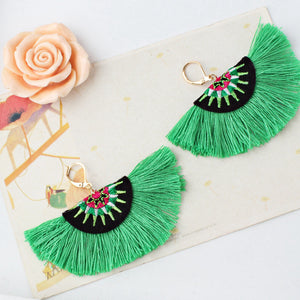 Bohemian Semicircle Tassel Pendant Dangle Women Earring