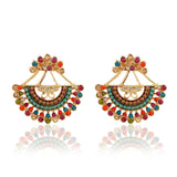 Semicircle Rhinestone Piercing Ear Jacket Earring for Women