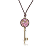 Vintage Gypsophila Metal Key Pendant Necklaces for Women