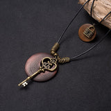 Unisex Vintage Charm Necklace Tree of Life Hat Key Leaf