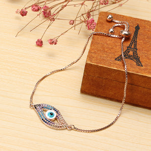 Trendy New Evil Eye Shape Adjustable Metal Zircon Bracelet Unisex Jewelry