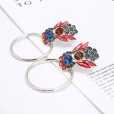 Elegant Colorful Rhinestone Piercing Drop Earrings