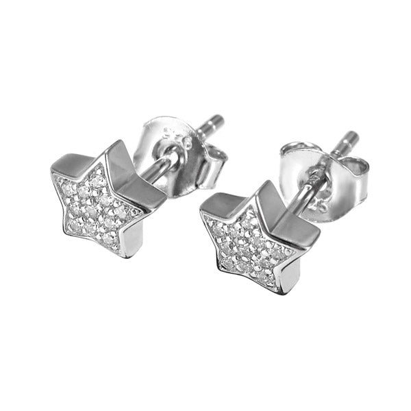 Cute 925 Silver Star Cubic Zircon Crystal Earrings Women Jewelry