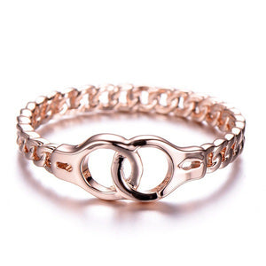 Creative Handcuffs Linkded Rose Gold Finger Rings Simple