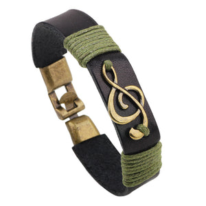 Unisex Vintage Musical Note Leather Bracelets 