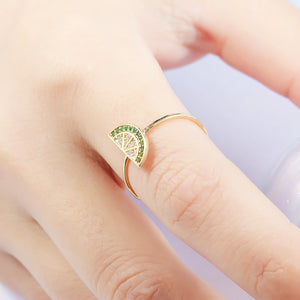 Lovely Lemon 18K Gold Zircon Rings Jewerly Gift for Women