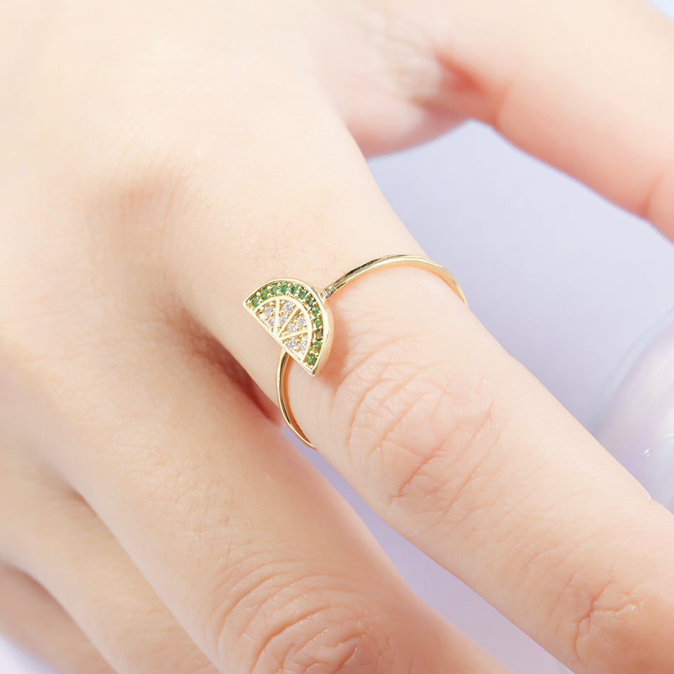 Lovely Lemon 18K Gold Zircon Rings Jewerly Gift for Women