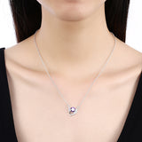YUEYIN Sweet Heart Shaped Zircon Silver Necklace for Women