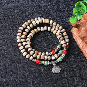 108pcs Tibetan Buddhist Handmade Ceramic Beads Bracelet