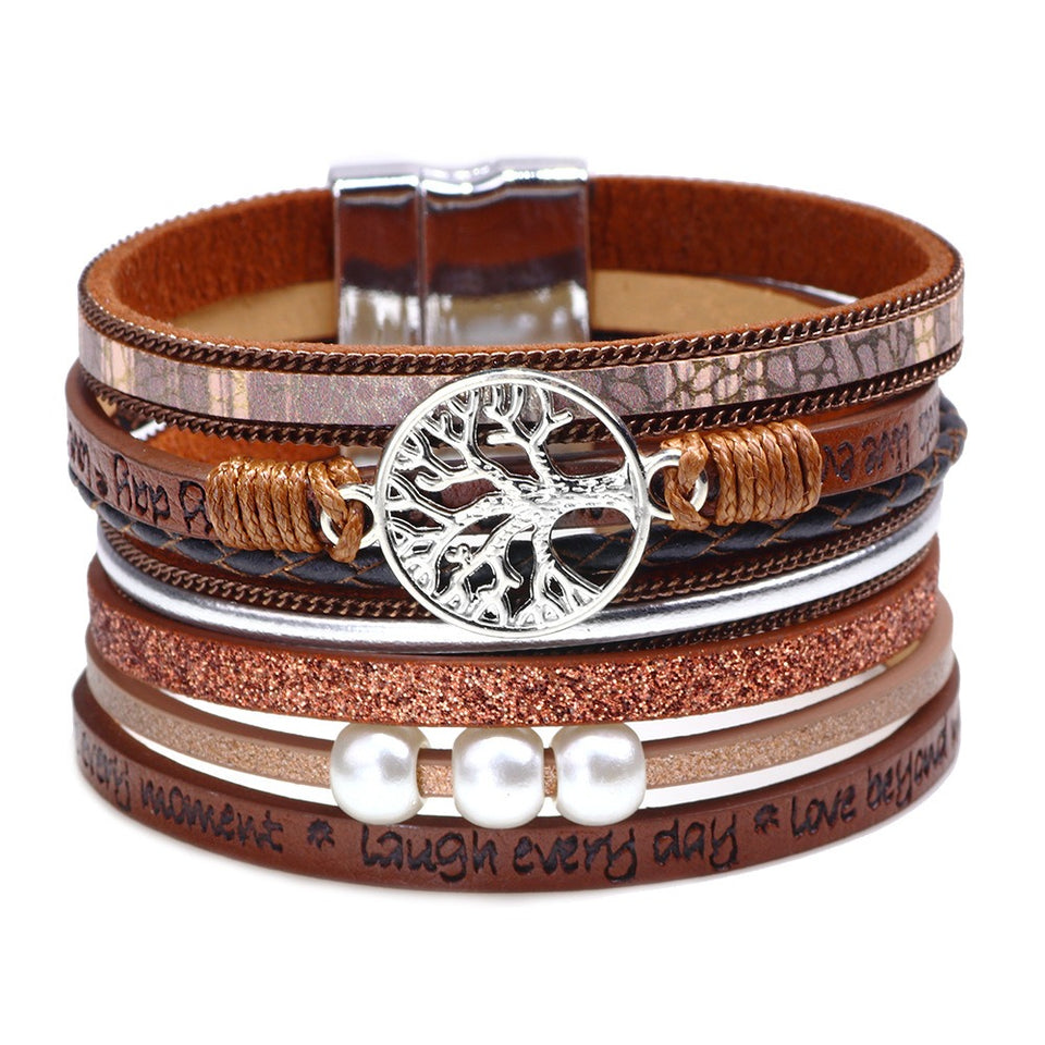 Vintage Life Tree Multilayer Leather Bracelet